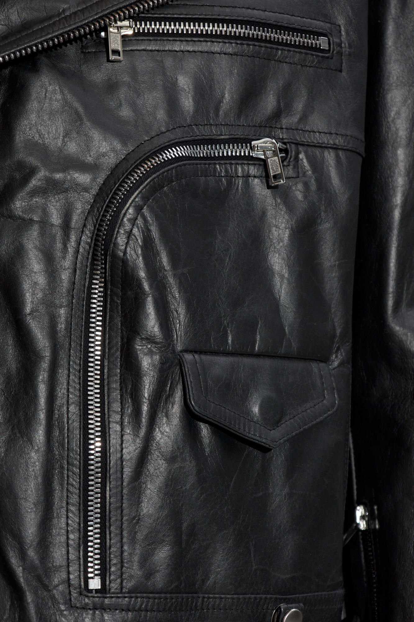 Black Leather jacket Cropped Jumbo Bauhaus Stooges Rick